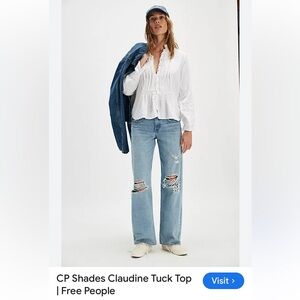 CP Shades Crisp White Pleated Blouse